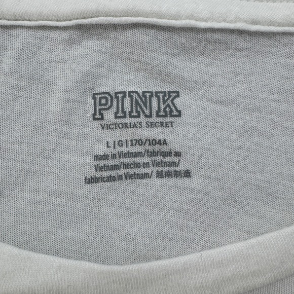 Victoria's Secret PINK White Rainbow Embroidered Short Sleeve T-Shirt Large - Picture 3 of 8